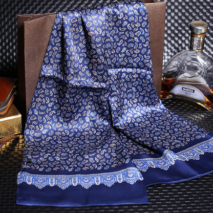 100% Natural Silk Double Layer Cravat Men's Silk Printed Long Scarf Premium Gift for Men 28x160cm