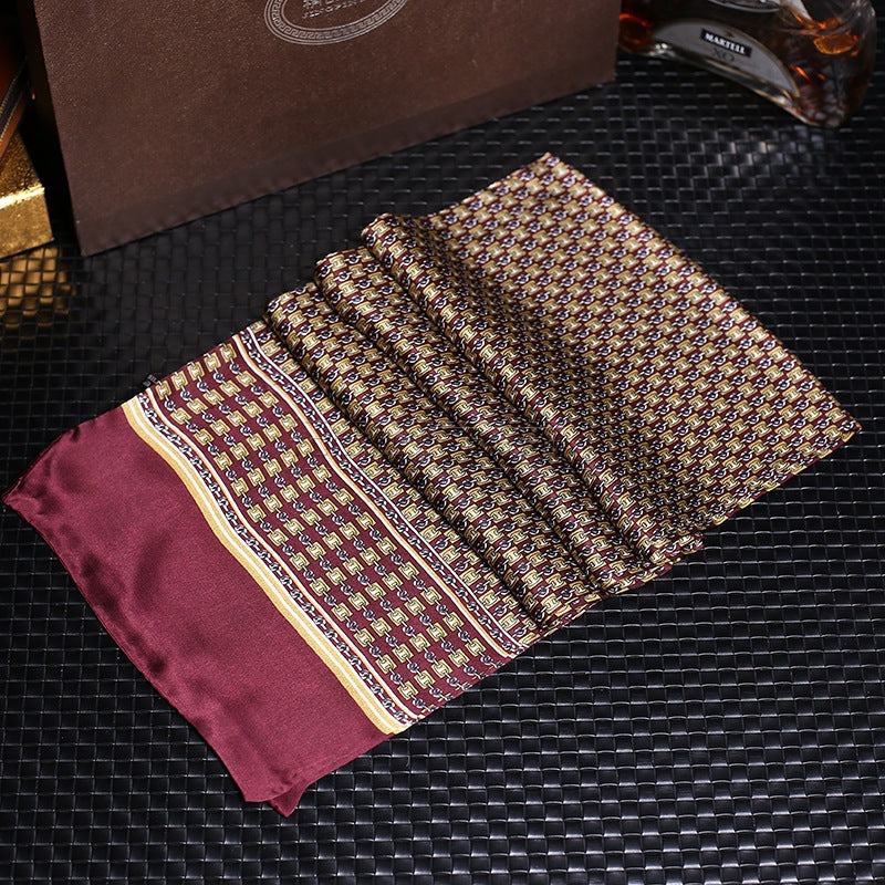 100% Natural Silk Double Layer Cravat Men's Silk Printed Long Scarf Premium Gift for Men 28x160cm