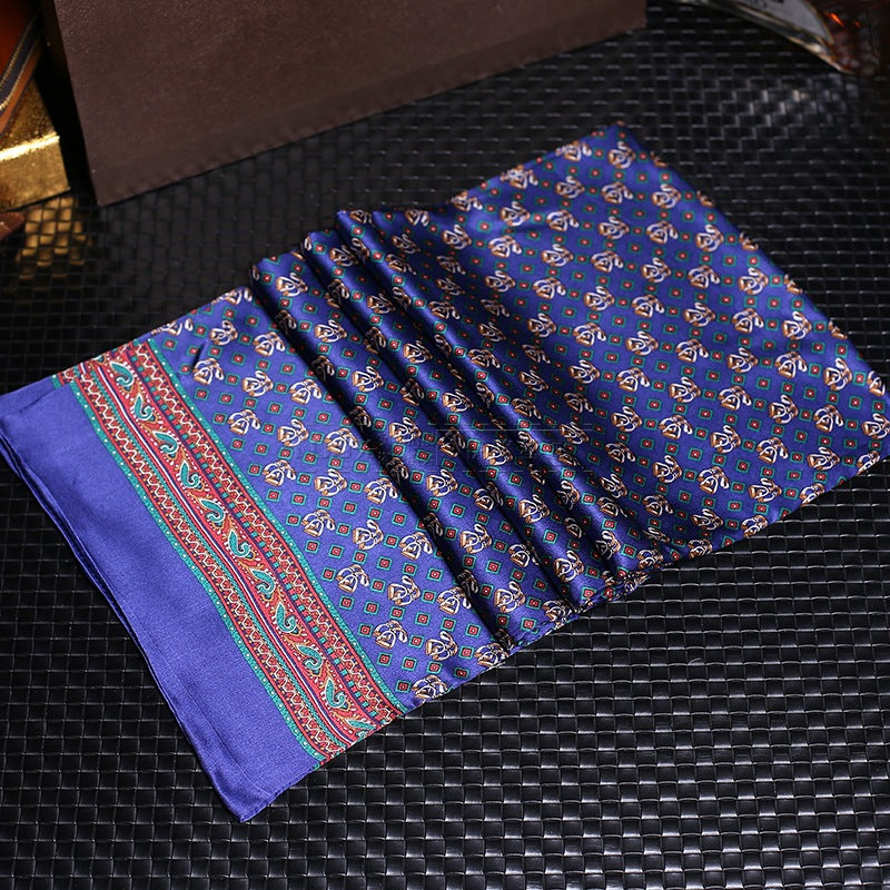 100% Natural Silk Double Layer Cravat Men's Silk Printed Long Scarf Premium Gift for Men 28x160cm