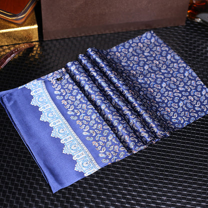 100% Natural Silk Double Layer Cravat Men's Silk Printed Long Scarf Premium Gift for Men 28x160cm