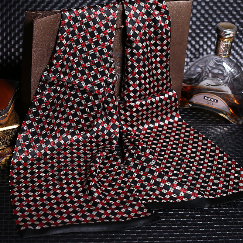 100% Natural Silk Double Layer Cravat Men's Silk Printed Long Scarf Premium Gift for Men 28x160cm