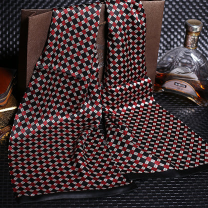 100% Natural Silk Double Layer Cravat Men's Silk Printed Long Scarf Premium Gift for Men 28x160cm