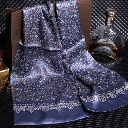 100% Natural Silk Double Layer Cravat Men's Silk Printed Long Scarf Premium Gift for Men 28x160cm