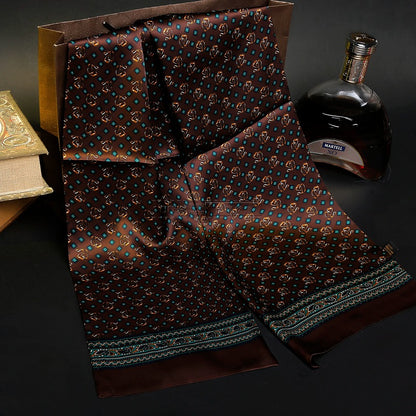 100% Natural Silk Double Layer Cravat Men's Silk Printed Long Scarf Premium Gift for Men 28x160cm