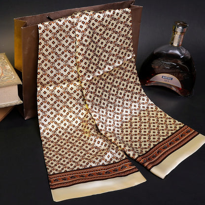 100% Natural Silk Double Layer Cravat Men's Silk Printed Long Scarf Premium Gift for Men 28x160cm