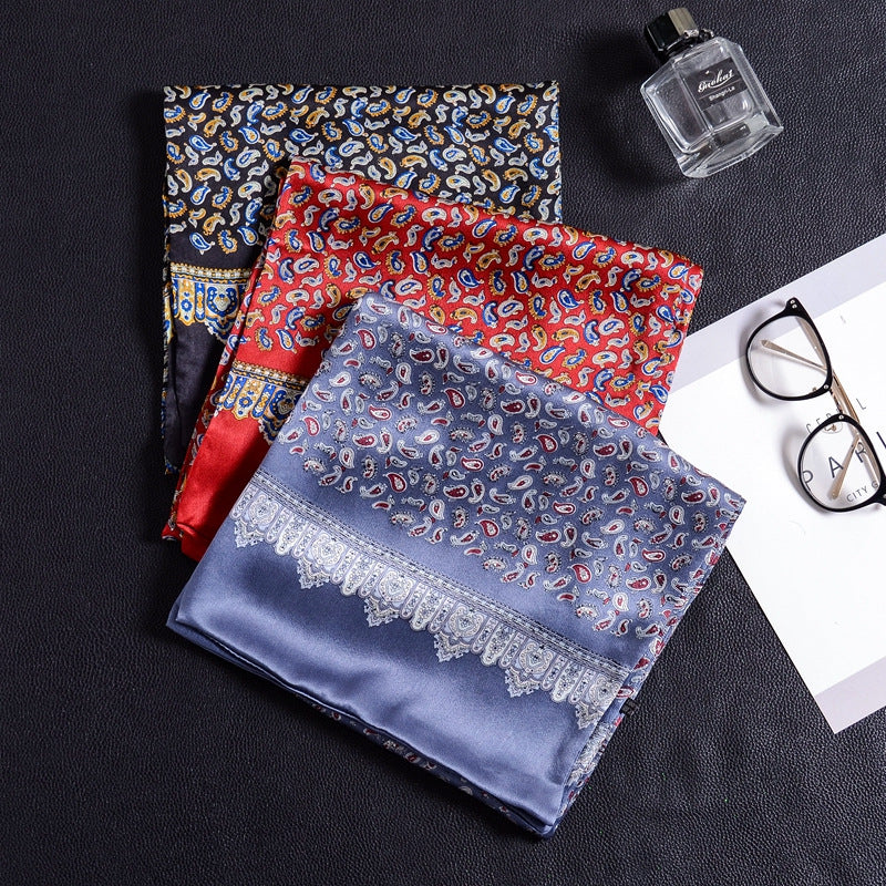 100% Natural Silk Double Layer Cravat Men's Silk Printed Long Scarf Premium Gift for Men 28x160cm