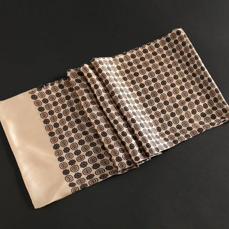 100% Natural Silk Double Layer Cravat Men's Silk Printed Long Scarf Premium Gift for Men 28x160cm