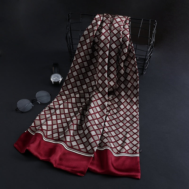 100% Natural Silk Double Layer Cravat Men's Silk Printed Long Scarf Premium Gift for Men 28x160cm