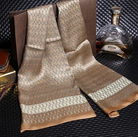 100% Natural Silk Double Layer Cravat Men's Silk Printed Long Scarf Premium Gift for Men 28x160cm