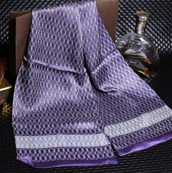 100% Natural Silk Double Layer Cravat Men's Silk Printed Long Scarf Premium Gift for Men 28x160cm