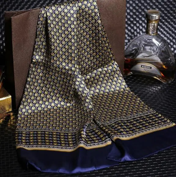 100% Natural Silk Double Layer Cravat Men's Silk Printed Long Scarf Premium Gift for Men 28x160cm