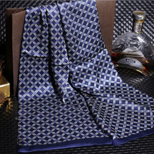 100% Natural Silk Double Layer Cravat Men's Silk Printed Long Scarf Premium Gift for Men 28x160cm