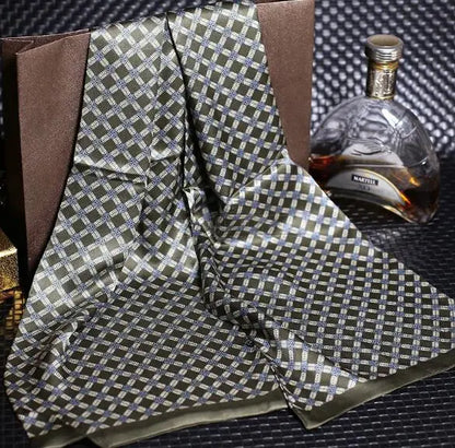 100% Natural Silk Double Layer Cravat Men's Silk Printed Long Scarf Premium Gift for Men 28x160cm