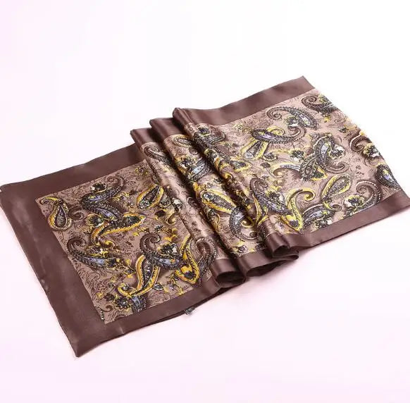 100% Natural Silk Double Layer Cravat Men's Silk Printed Long Scarf Premium Gift for Men 28x160cm