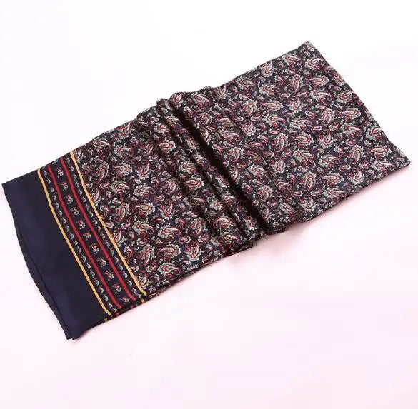 100% Natural Silk Double Layer Cravat Men's Silk Printed Long Scarf Premium Gift for Men 28x160cm