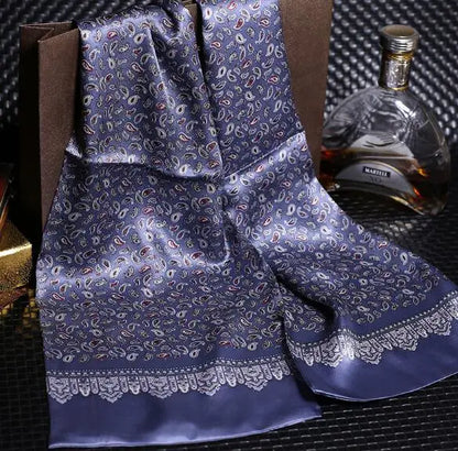 100% Natural Silk Double Layer Cravat Men's Silk Printed Long Scarf Premium Gift for Men 28x160cm
