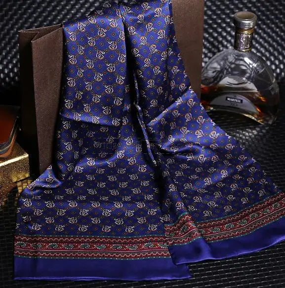 100% Natural Silk Double Layer Cravat Men's Silk Printed Long Scarf Premium Gift for Men 28x160cm