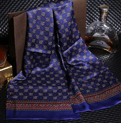 100% Natural Silk Double Layer Cravat Men's Silk Printed Long Scarf Premium Gift for Men 28x160cm