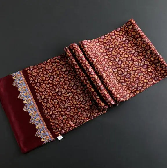 100% Natural Silk Double Layer Cravat Men's Silk Printed Long Scarf Premium Gift for Men 28x160cm