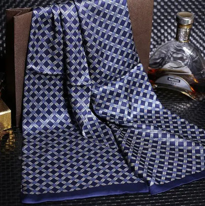 100% Natural Silk Double Layer Cravat Men's Silk Printed Long Scarf Premium Gift for Men 28x160cm