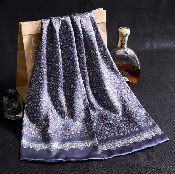 100% Natural Silk Double Layer Cravat Men's Silk Printed Long Scarf Premium Gift for Men 28x160cm