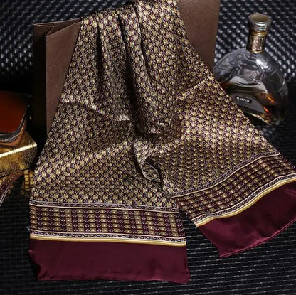 100% Natural Silk Double Layer Cravat Men's Silk Printed Long Scarf Premium Gift for Men 28x160cm