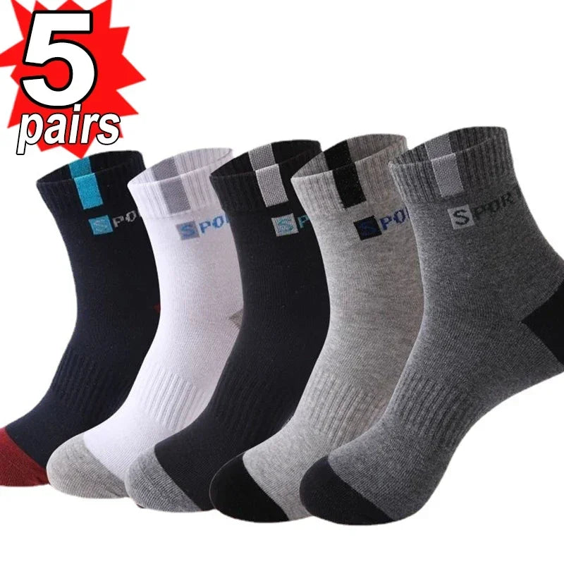 10/5/3pairs Breathable Con Sports Stockings Men Bamboo Fiber Autumn and Winter Men Socks Sweat Absorption Deodorant Business Sox