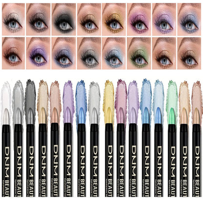 16 Colors Pearlescent Eyeliner, Color Glitter Waterproof Long-Lasting Eye Makeup Non-smudge Eyeliner