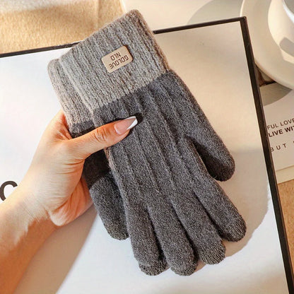 1pair Winter Warm Touch Screen Knitted Gloves For Women And Men, One Size Fit All