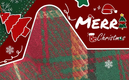 1PCS Winter Scarf for Women Red Green Plaid Scarf w/fringe Tartan Cashmere Feel Pashmina Shawl Soft Warm Chunky Scarves