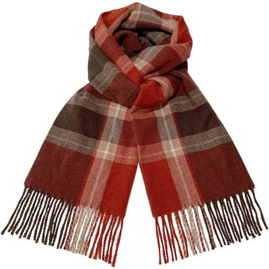 1PCS Winter Scarf for Women Red Green Plaid Scarf w/fringe Tartan Cashmere Feel Pashmina Shawl Soft Warm Chunky Scarves