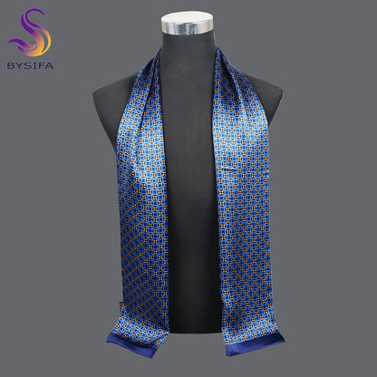 [BYSIFA] Male Silk Scarves Fall Winter 100% Silk Men Beige Khaki Long Scarf Accessories Spring Handsome Scarf Cravat160*26cm