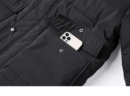 YJKVUR 2024 Winter New Jacket Men Mid-Length Thick Warm Waterproof Hooded Parka Windbreaker Military Fleece Plus Size Coat