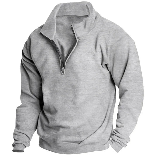 2025 American-Style Men's Warm Fleece Pullover, Featuring A Quarter-Zip Design, The Perfect Choice For Casual And Active Wear.