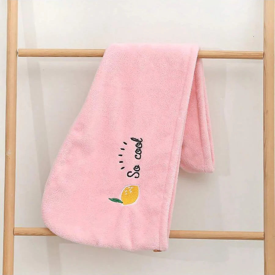 1Pc Embroidery Style Hair Drying Cap, Coral Fleece Thickened Hair Towel for Bathroom, Women's Absorbent Quick Drying Shower Cap,