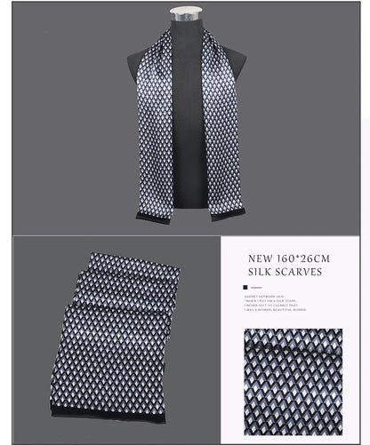 [BYSIFA] Male Silk Scarves Fall Winter 100% Silk Men Beige Khaki Long Scarf Accessories Spring Handsome Scarf Cravat160*26cm