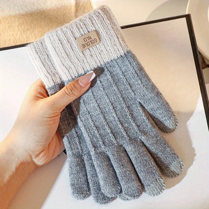 1pair Winter Warm Touch Screen Knitted Gloves For Women And Men, One Size Fit All