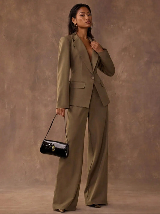 Women's Two-Piece Business Suit Set, Long Sleeve Blazer & Pants, Professional Office Wear, Elegant Women's Clothing