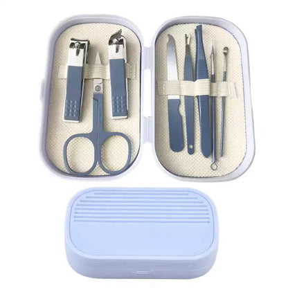 14 Piece Deluxe Manicure & Pedicure Set Pink And Blue Stainless Steel Nail Scissors, Clippers, Ear Digging Spoon for Men & Women