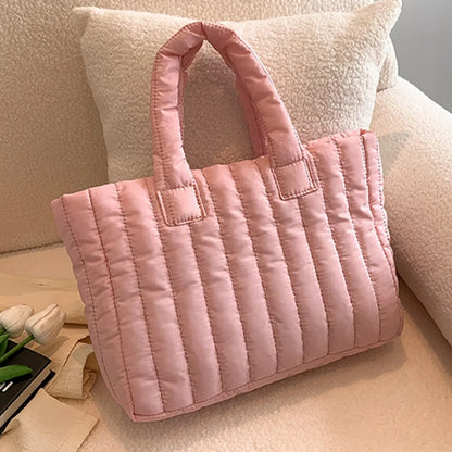 1pcs Ladies Tote Bags Large Capacity Cotton Padded Bag Solid Color Casual Fashion Nylon Elegant for handbag