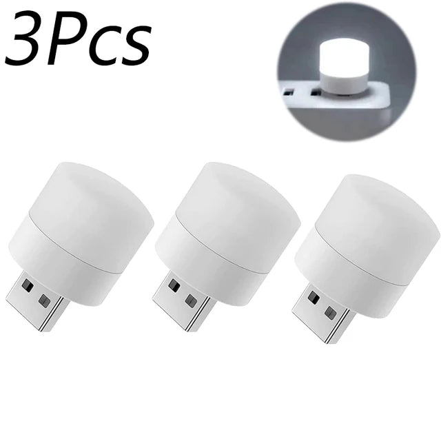 1/10Pcs Mini USB Night Light Warm White Eye Protection Book Reading Light USB Plug Computer Mobile Power Charging LED Night Lamp