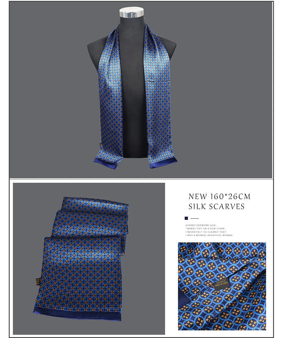 [BYSIFA] Male Silk Scarves Fall Winter 100% Silk Men Beige Khaki Long Scarf Accessories Spring Handsome Scarf Cravat160*26cm