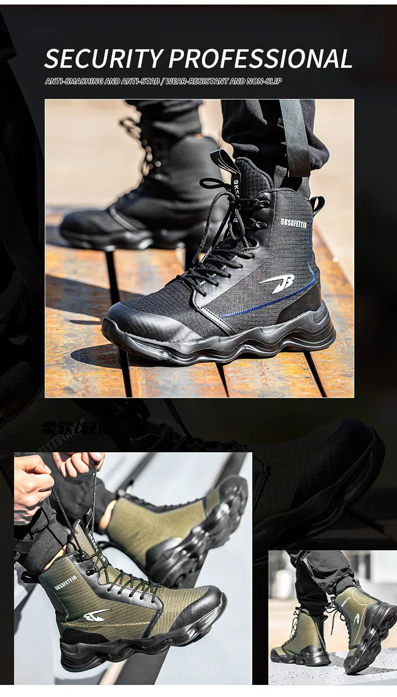 2024 New Safety Shoes Men Boots High Top Work Sneakers Steel Toe Cap Anti-smash Puncture-Proof work Boots Indestructible Shoes