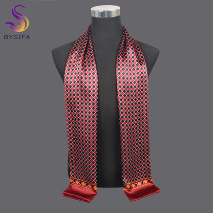 [BYSIFA] Male Silk Scarves Fall Winter 100% Silk Men Beige Khaki Long Scarf Accessories Spring Handsome Scarf Cravat160*26cm