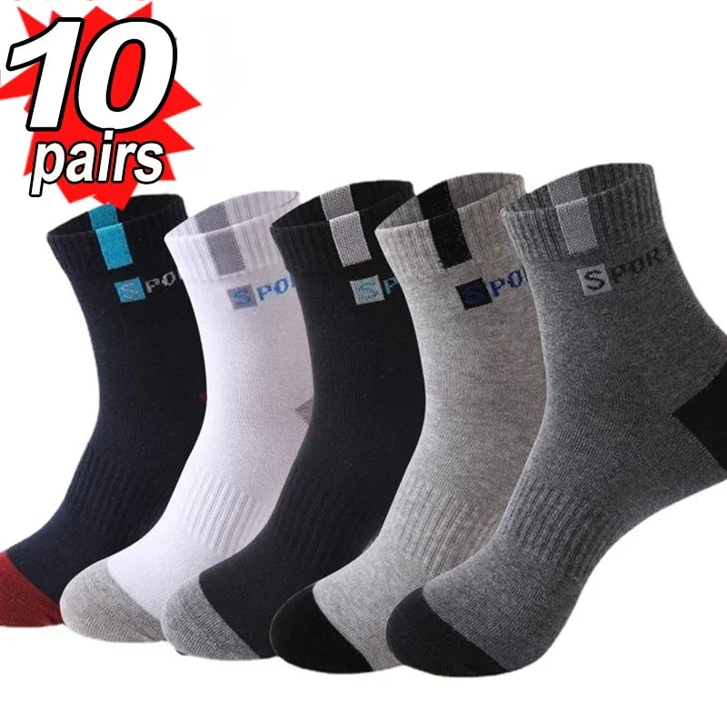 10/5/3pairs Breathable Con Sports Stockings Men Bamboo Fiber Autumn and Winter Men Socks Sweat Absorption Deodorant Business Sox