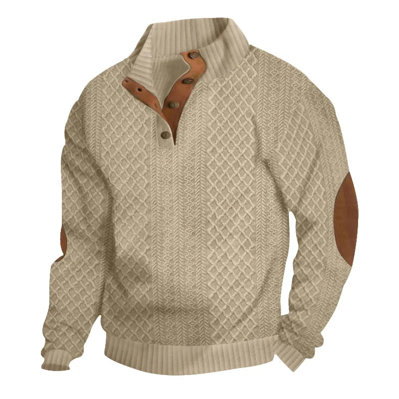 2024 cross-border hot-selling autumn and winter men's casual stand-up collar long-sleeved jacquard knitted pullover sweater