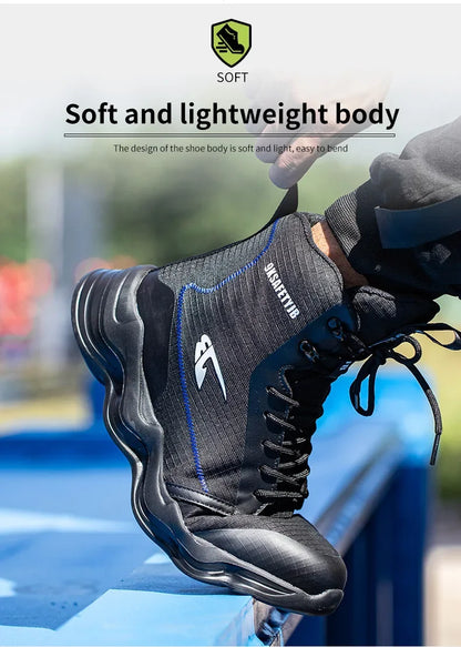 2024 New Safety Shoes Men Boots High Top Work Sneakers Steel Toe Cap Anti-smash Puncture-Proof work Boots Indestructible Shoes