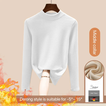 1pcs Women Autumn Winter Long-sleeved T-shirt Lady Thermal Underwear Thick Velvet Slim Fit Fashion New Style Round-neck Top
