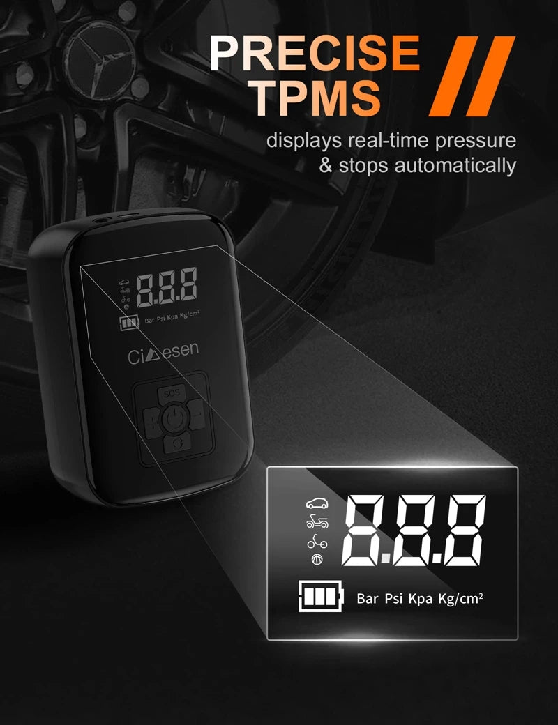 1pc Car Wireless Air Pump 150PSI Portable Electric Tire Inflation For Car Bicycle Motorcycle Air Compressor Inflator US Shipping