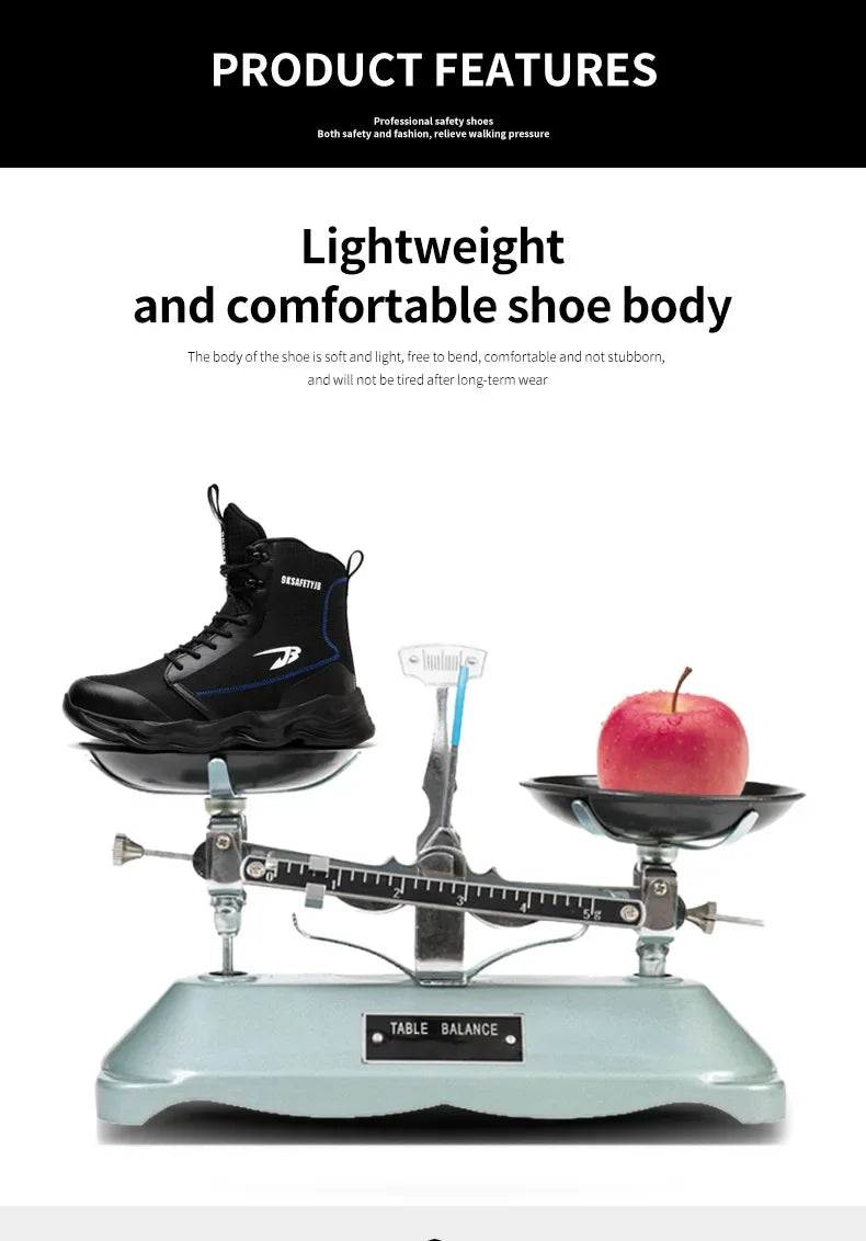 2024 New Safety Shoes Men Boots High Top Work Sneakers Steel Toe Cap Anti-smash Puncture-Proof work Boots Indestructible Shoes